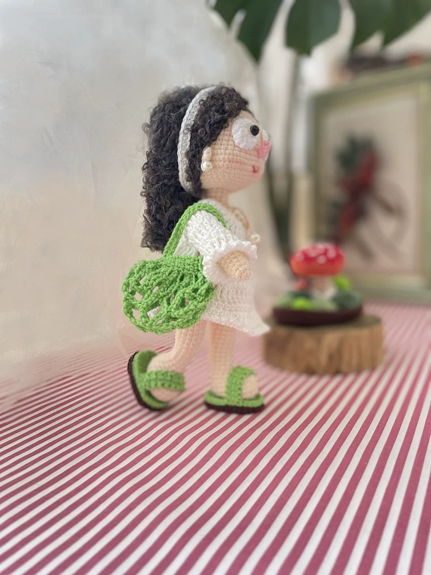 Chic Crochet Doll - “Green Bag Girl” Handmade Kit